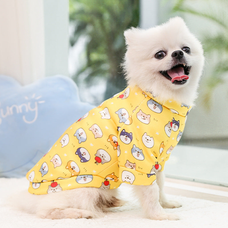 Manufacturer Custom Printed Cartoon Pet Clothes Fleece-Lined Two-Legged Sweatshirt Winter Pullover Dog and Cat Supplies Clothing