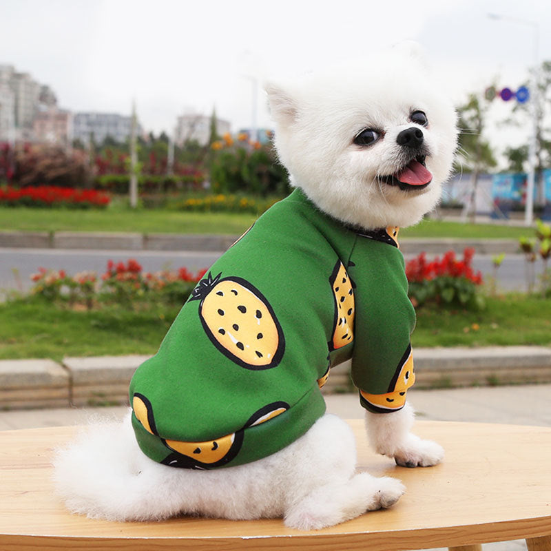 Manufacturer Custom Printed Cartoon Pet Clothes Fleece-Lined Two-Legged Sweatshirt Winter Pullover Dog and Cat Supplies Clothing