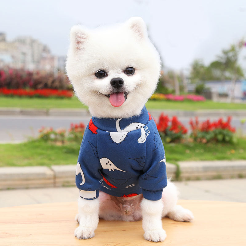 Manufacturer Custom Printed Cartoon Pet Clothes Fleece-Lined Two-Legged Sweatshirt Winter Pullover Dog and Cat Supplies Clothing