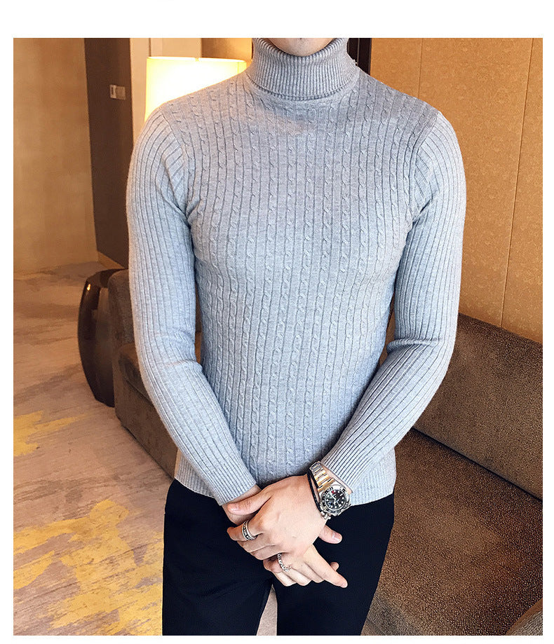 Men's Turtleneck Sweater, Slim Knit Pullover