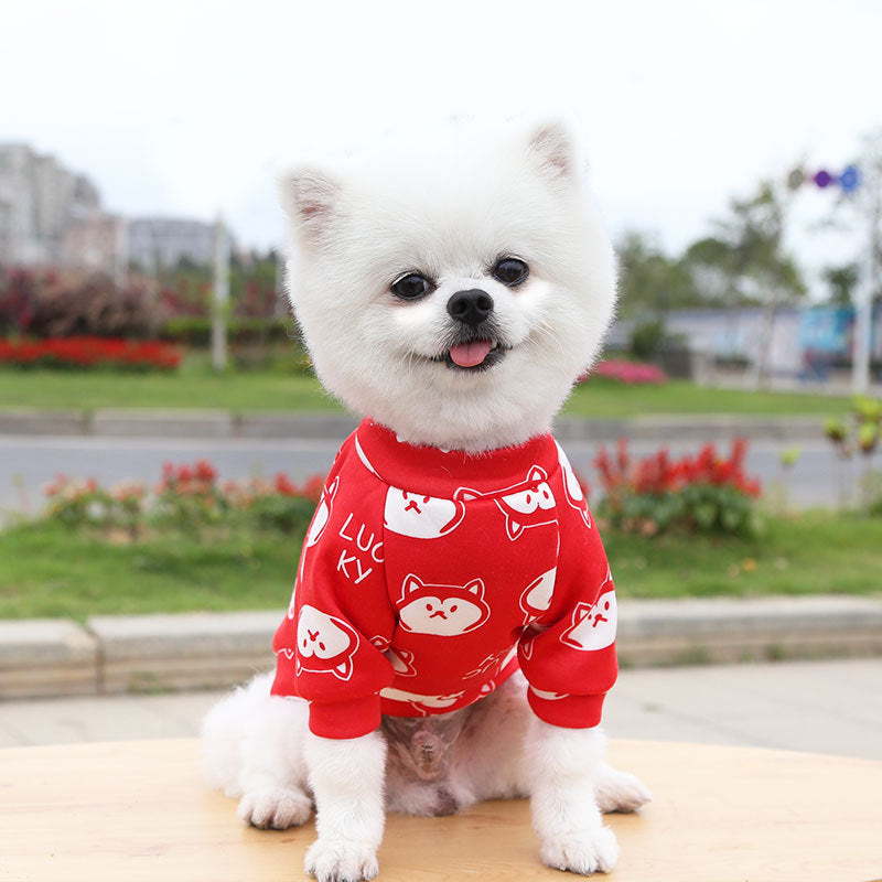 Manufacturer Custom Printed Cartoon Pet Clothes Fleece-Lined Two-Legged Sweatshirt Winter Pullover Dog and Cat Supplies Clothing