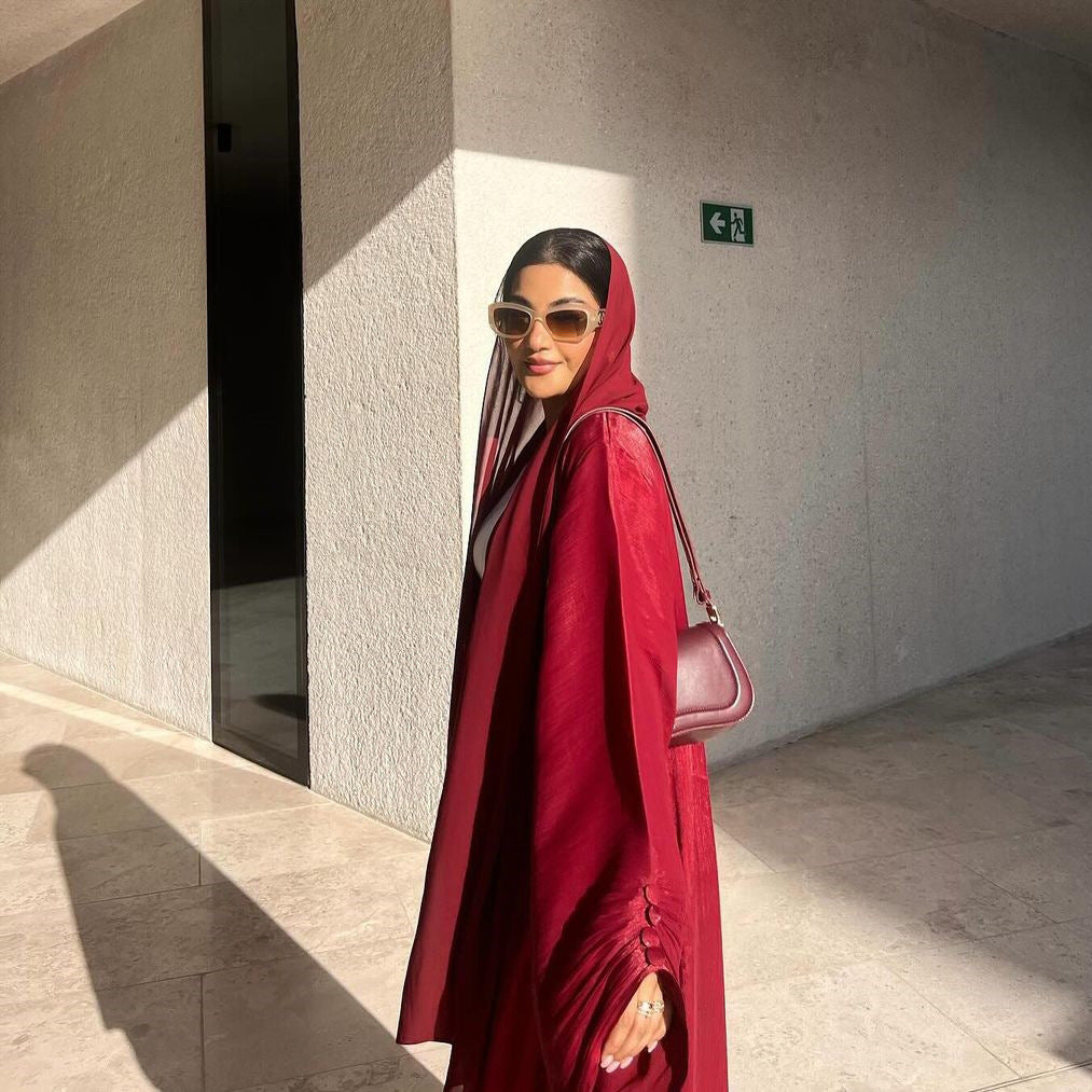 Eid Silky Abayas for Women Muslim Jalabiya Ramadan Robe Dress Button Sleeve Ramadan Caftan Party Dresses Vestido Largo Cardigan