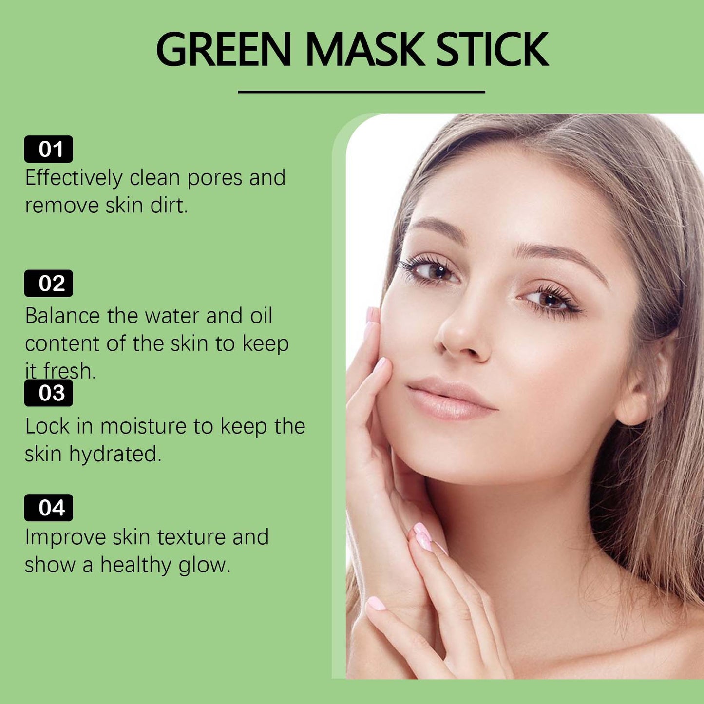 Green Tea Solid Mask Stick Remove Blackhead Shrink Pores Deeply Cleansing Blemish Black Dots Smoothing Moisturizing Facial Mask