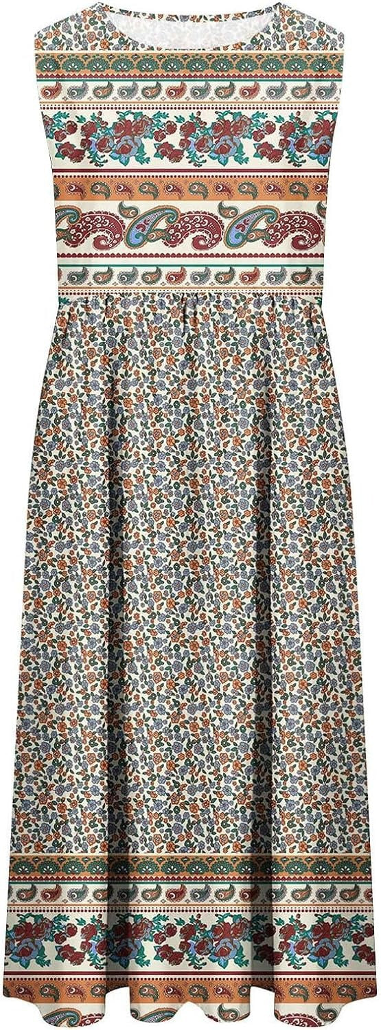 Women's European Print Sleeveless Pullover Casual Dress – Summer Floral Strap Dress 2026