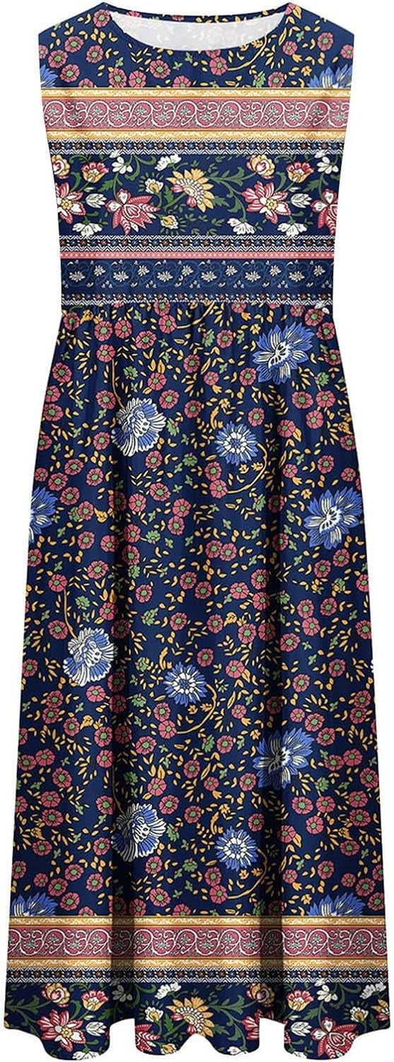 Women's European Print Sleeveless Pullover Casual Dress – Summer Floral Strap Dress 2026