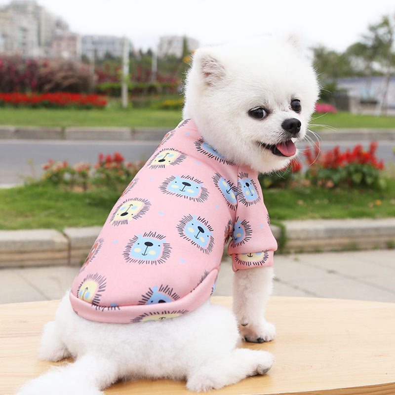 Manufacturer Custom Printed Cartoon Pet Clothes Fleece-Lined Two-Legged Sweatshirt Winter Pullover Dog and Cat Supplies Clothing