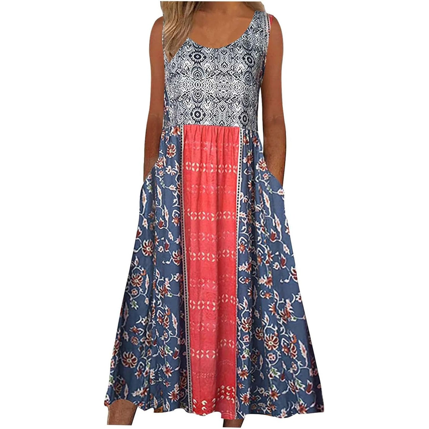 Women's European Print Sleeveless Pullover Casual Dress – Summer Floral Strap Dress 2026