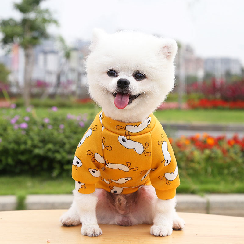 Manufacturer Custom Printed Cartoon Pet Clothes Fleece-Lined Two-Legged Sweatshirt Winter Pullover Dog and Cat Supplies Clothing