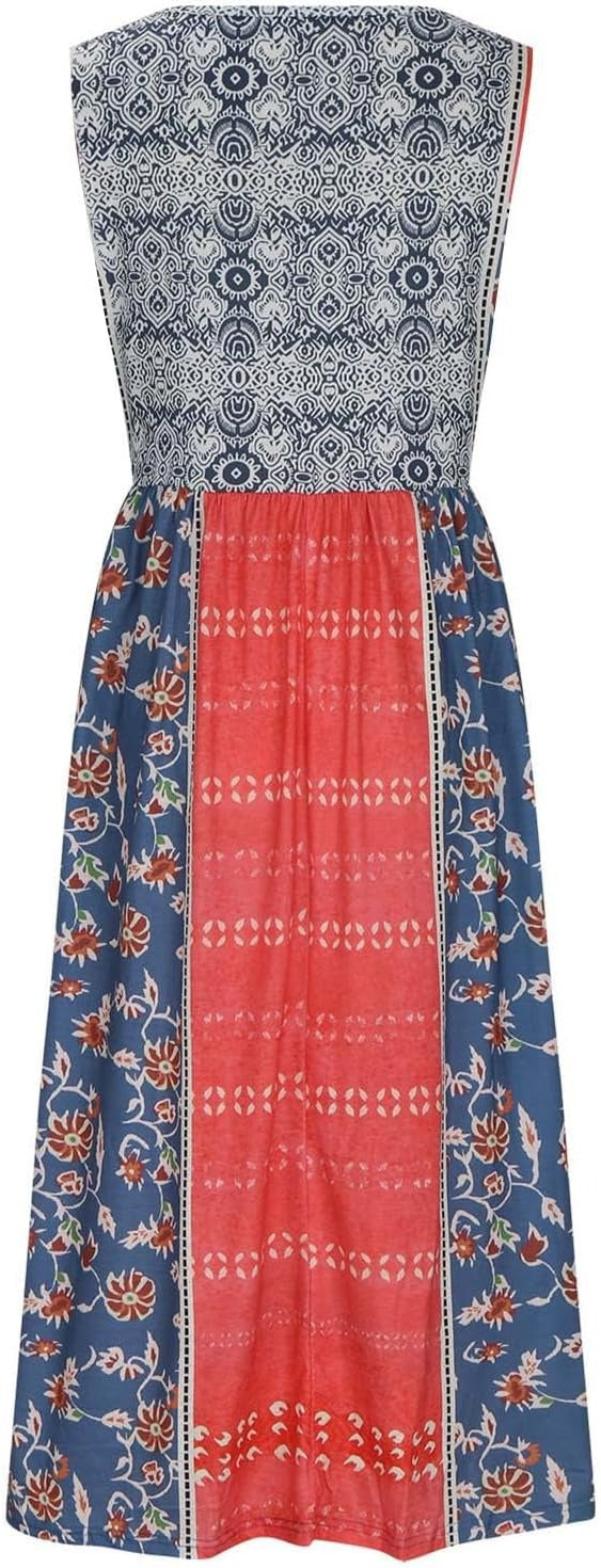 Women's European Print Sleeveless Pullover Casual Dress – Summer Floral Strap Dress 2026