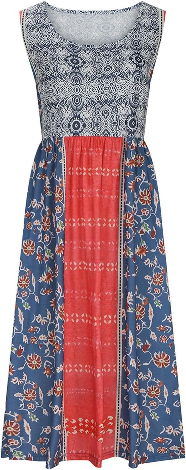 Women's European Print Sleeveless Pullover Casual Dress – Summer Floral Strap Dress 2026