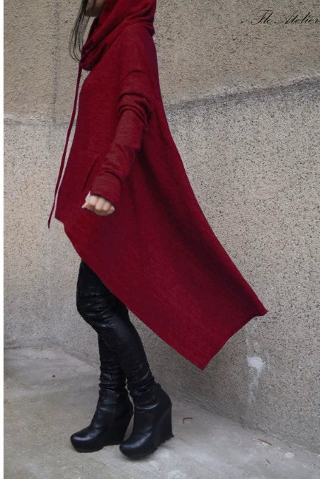 Women's Long Solid Color Hoodie with Pockets