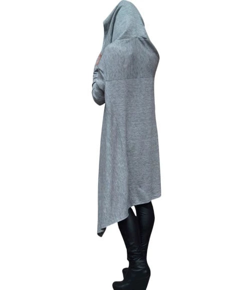 Women's Long Solid Color Hoodie with Pockets