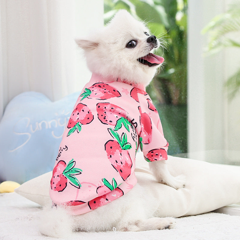 Manufacturer Custom Printed Cartoon Pet Clothes Fleece-Lined Two-Legged Sweatshirt Winter Pullover Dog and Cat Supplies Clothing