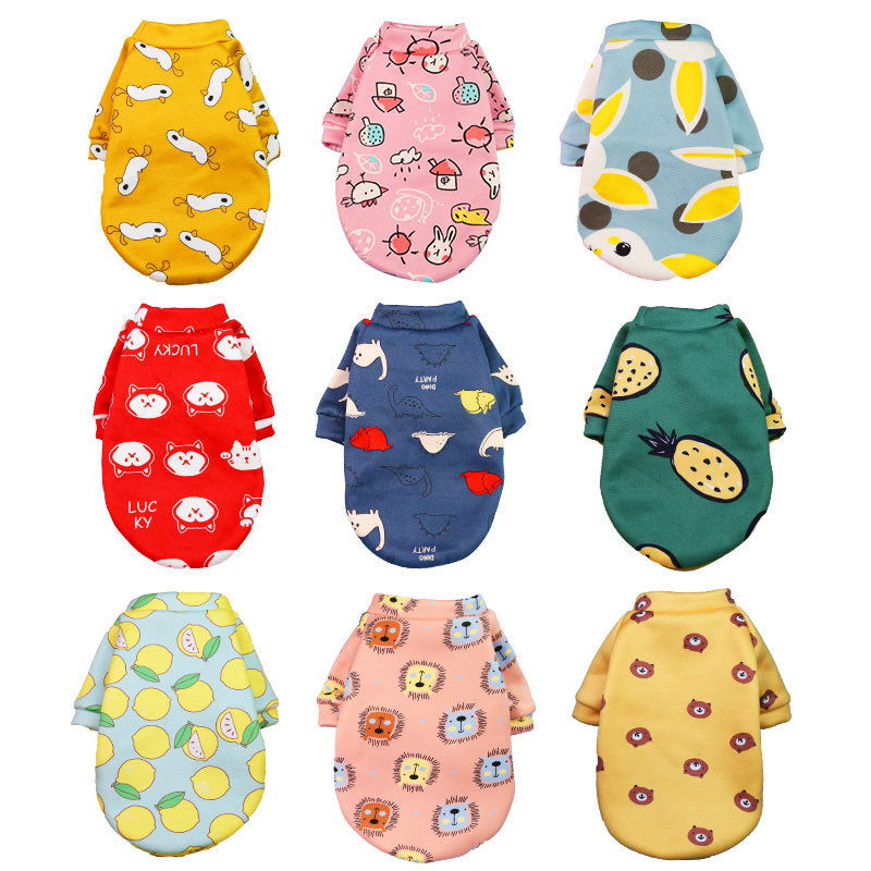 Manufacturer Custom Printed Cartoon Pet Clothes Fleece-Lined Two-Legged Sweatshirt Winter Pullover Dog and Cat Supplies Clothing