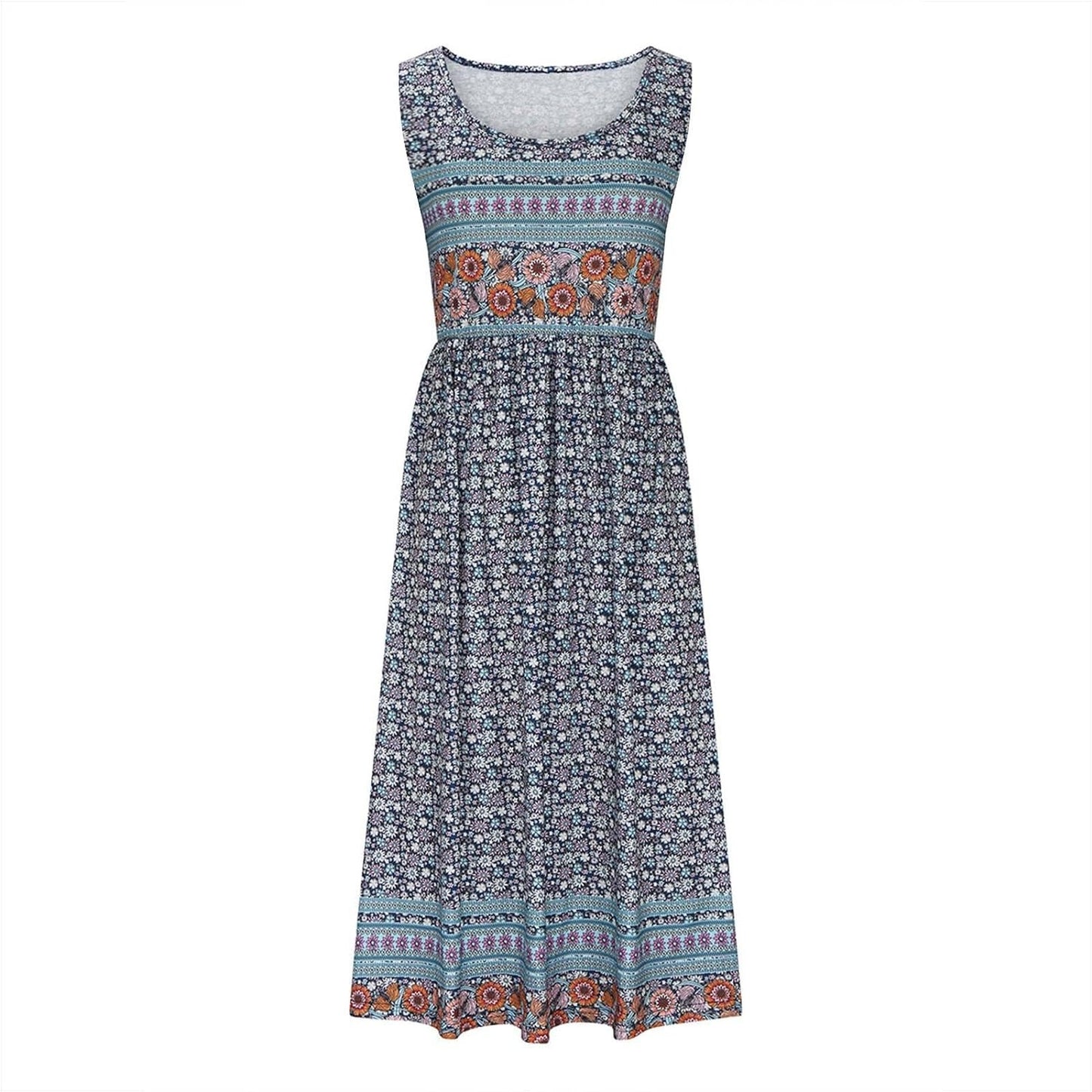 Women's European Print Sleeveless Pullover Casual Dress – Summer Floral Strap Dress 2026