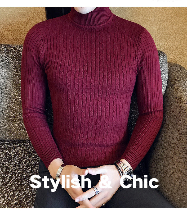 Men's Turtleneck Sweater, Slim Knit Pullover