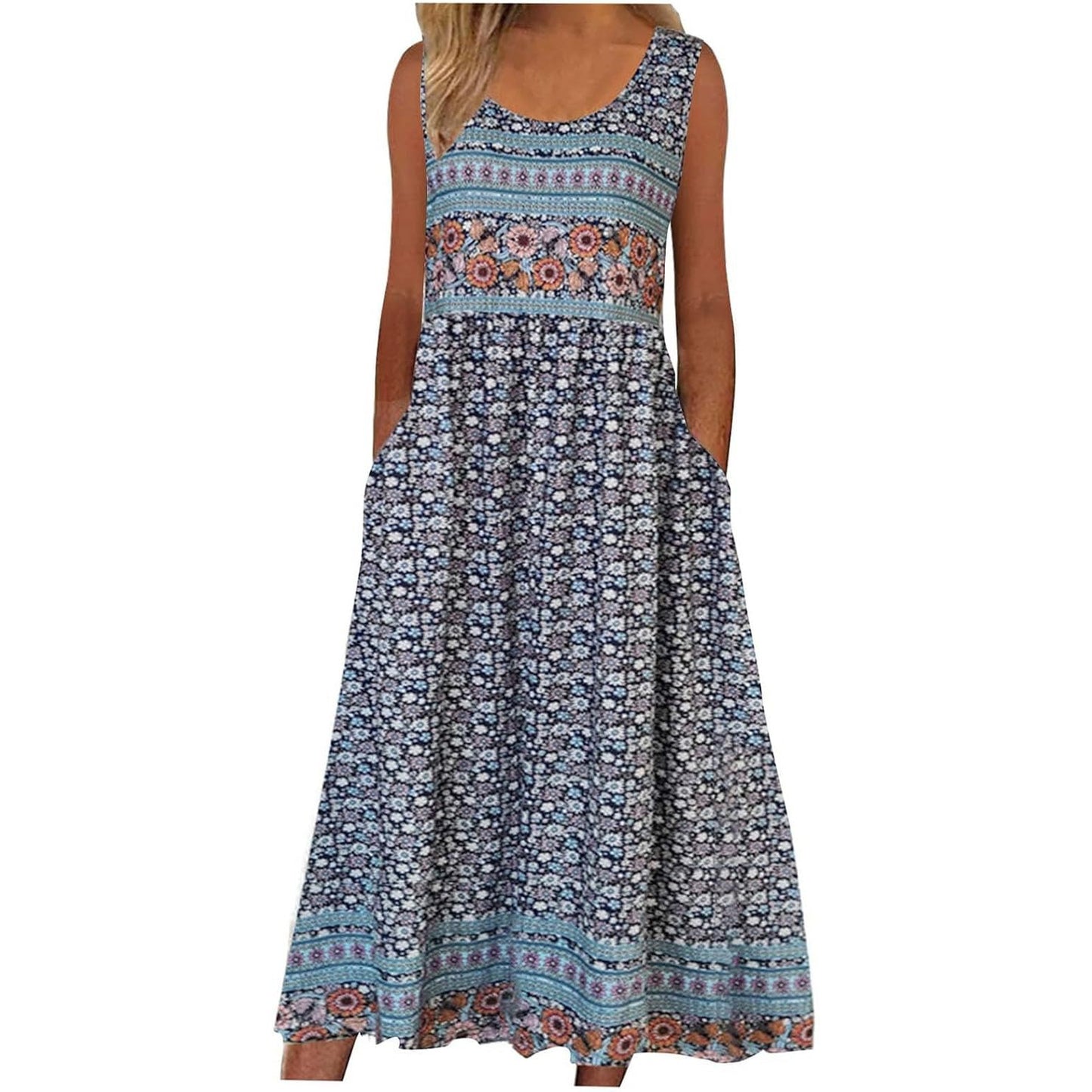 Women's European Print Sleeveless Pullover Casual Dress – Summer Floral Strap Dress 2026