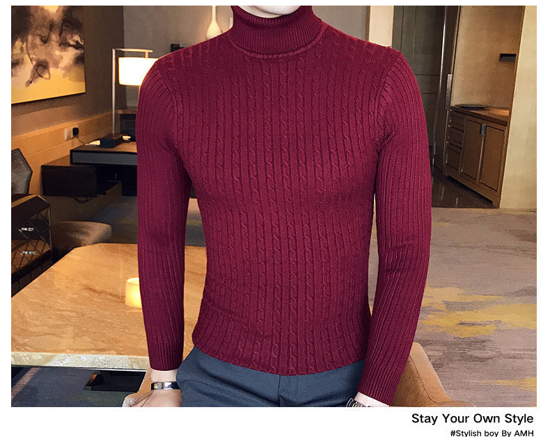 Men's Turtleneck Sweater, Slim Knit Pullover