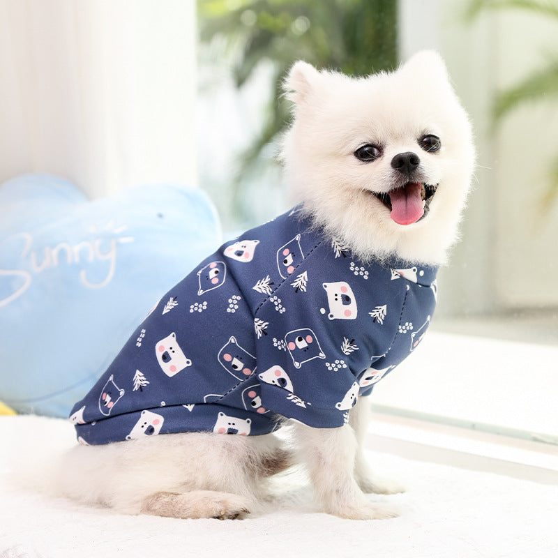 Manufacturer Custom Printed Cartoon Pet Clothes Fleece-Lined Two-Legged Sweatshirt Winter Pullover Dog and Cat Supplies Clothing