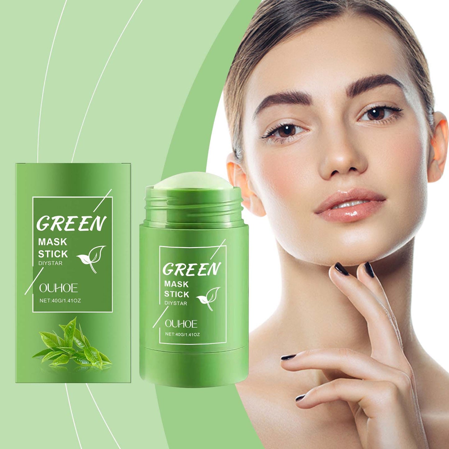 Green Tea Solid Mask Stick Remove Blackhead Shrink Pores Deeply Cleansing Blemish Black Dots Smoothing Moisturizing Facial Mask