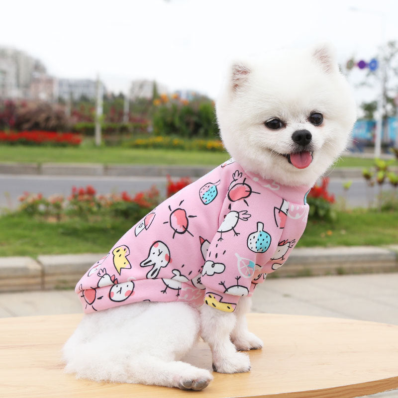 Manufacturer Custom Printed Cartoon Pet Clothes Fleece-Lined Two-Legged Sweatshirt Winter Pullover Dog and Cat Supplies Clothing