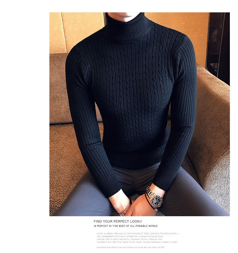 Men's Turtleneck Sweater, Slim Knit Pullover