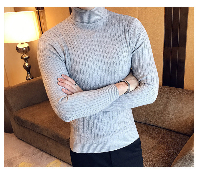 Men's Turtleneck Sweater, Slim Knit Pullover