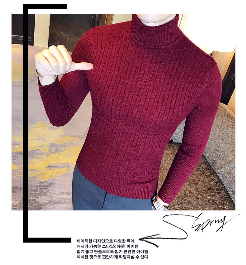 Men's Turtleneck Sweater, Slim Knit Pullover