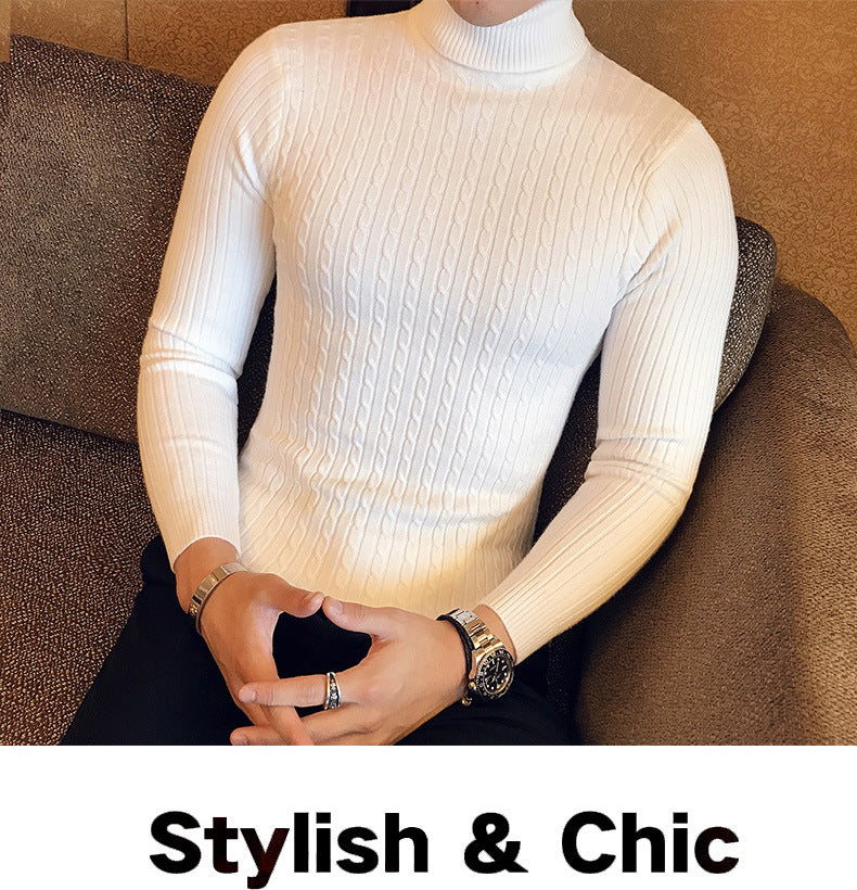 Men's Turtleneck Sweater, Slim Knit Pullover