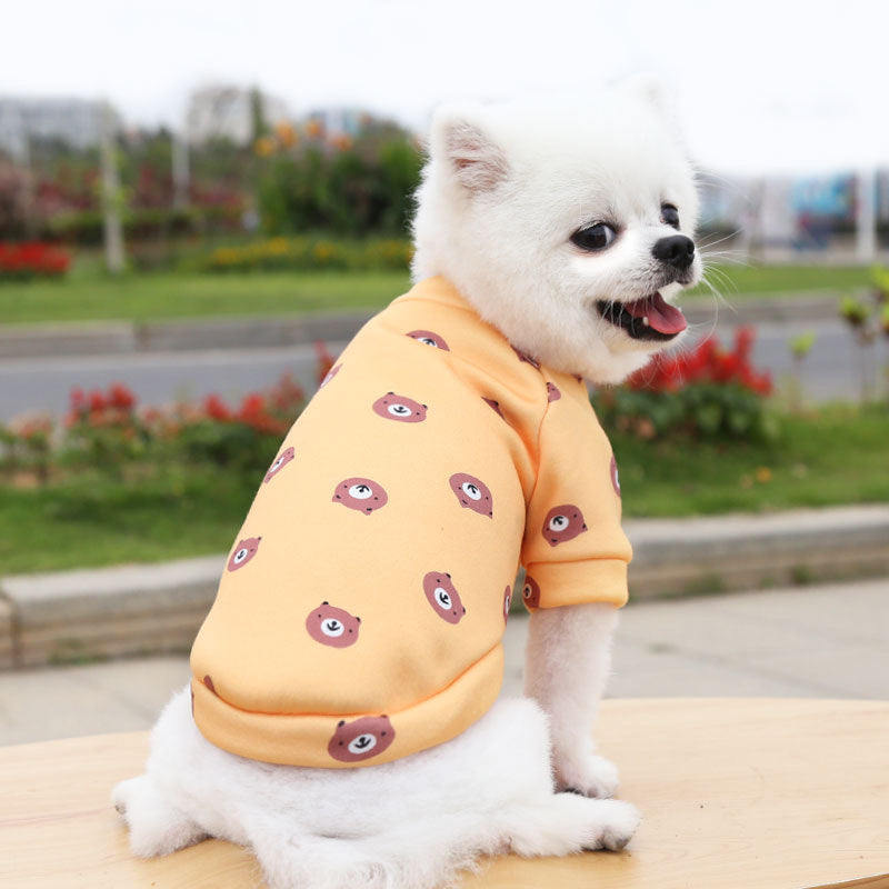 Manufacturer Custom Printed Cartoon Pet Clothes Fleece-Lined Two-Legged Sweatshirt Winter Pullover Dog and Cat Supplies Clothing