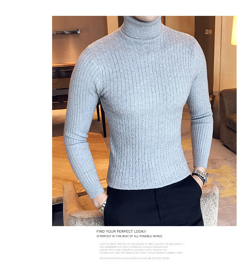 Men's Turtleneck Sweater, Slim Knit Pullover