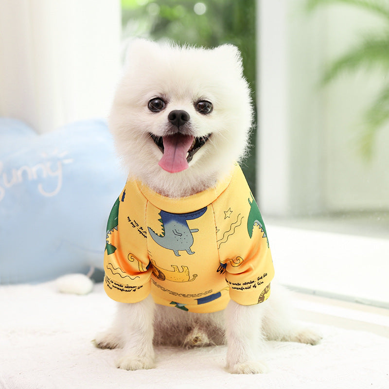Manufacturer Custom Printed Cartoon Pet Clothes Fleece-Lined Two-Legged Sweatshirt Winter Pullover Dog and Cat Supplies Clothing