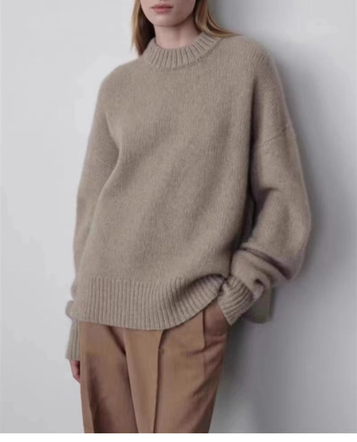 Women's Cashmere Loose Crew Neck Sweater