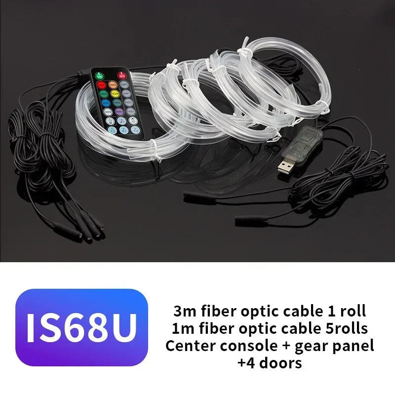 3M Car Interior LED Neon Strip – EL Wire Ambient Light for DIY Auto Atmosphere Decoration 12V