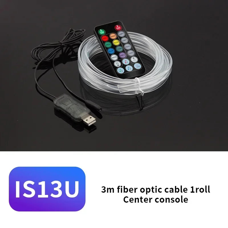 RGB Fiber Optic Car Ambient Light Strip with Music Sync (2-5m)