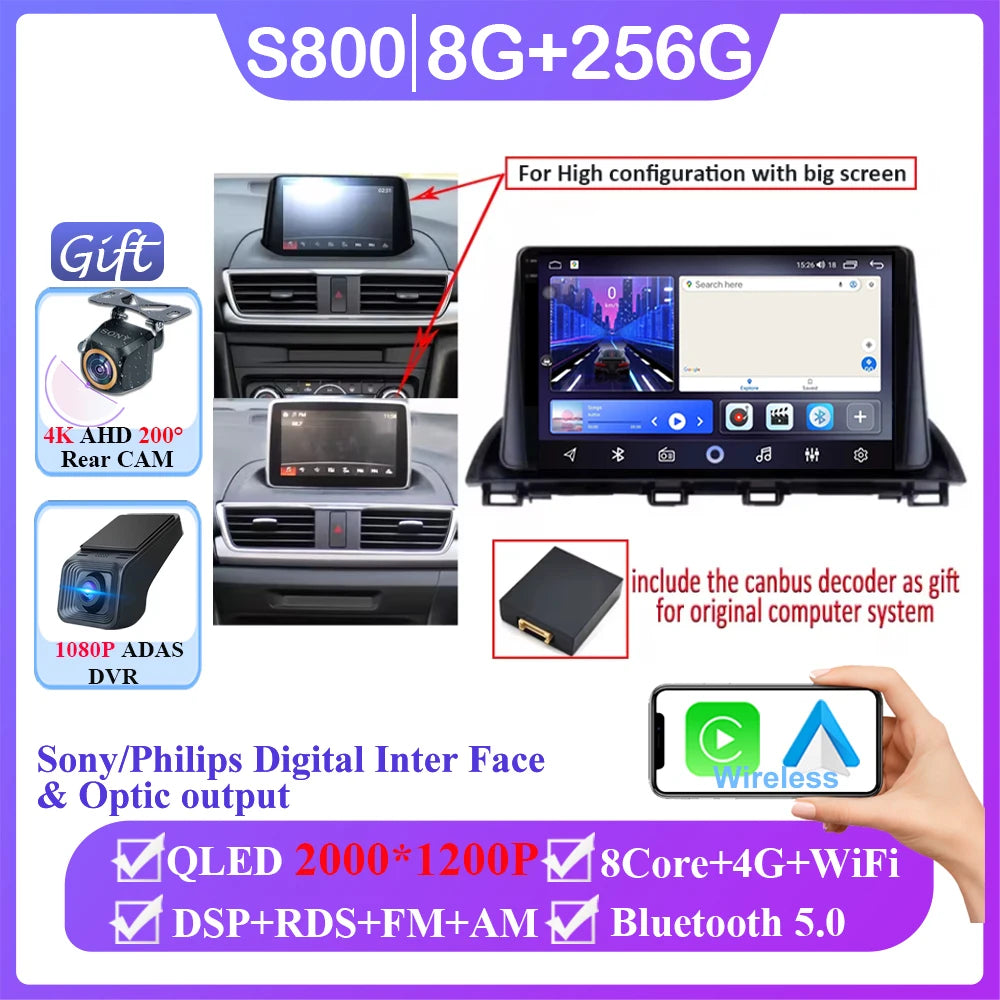 Android Car Stereo for Mazda 3 Axela (2014–2019) — CarPlay, Android Auto, GPS Navigation, Multimedia