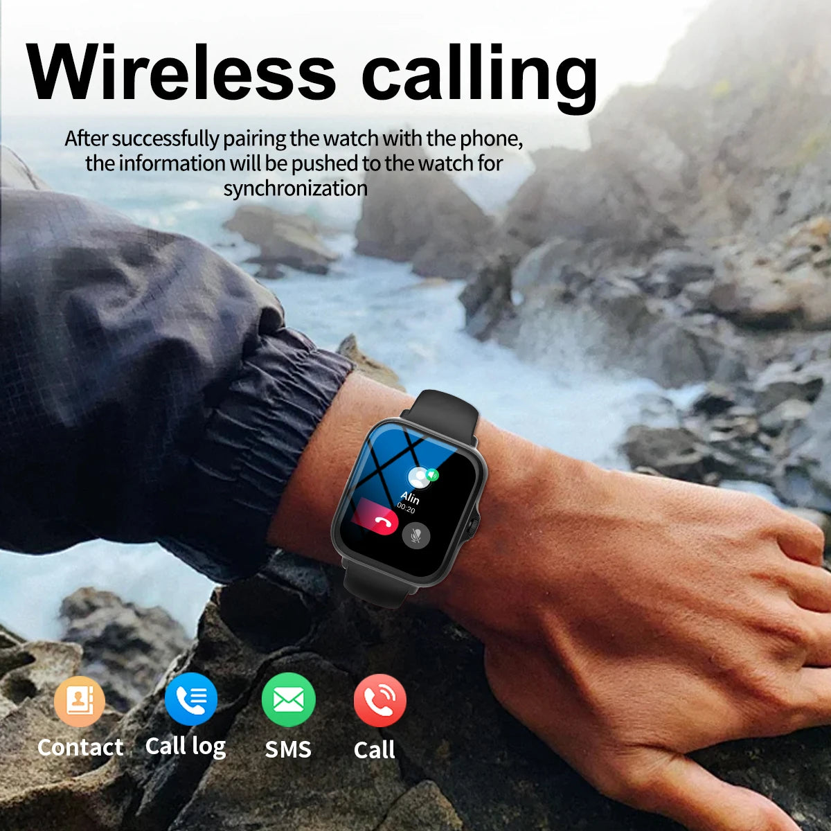 Full Touchscreen Smart Watch — Calls, Messages & Music Control (iOS & Android)
