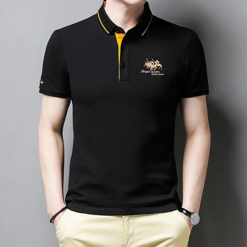 Men's Embroidered Polo Shirt - Short Sleeve, Casual Summer Top