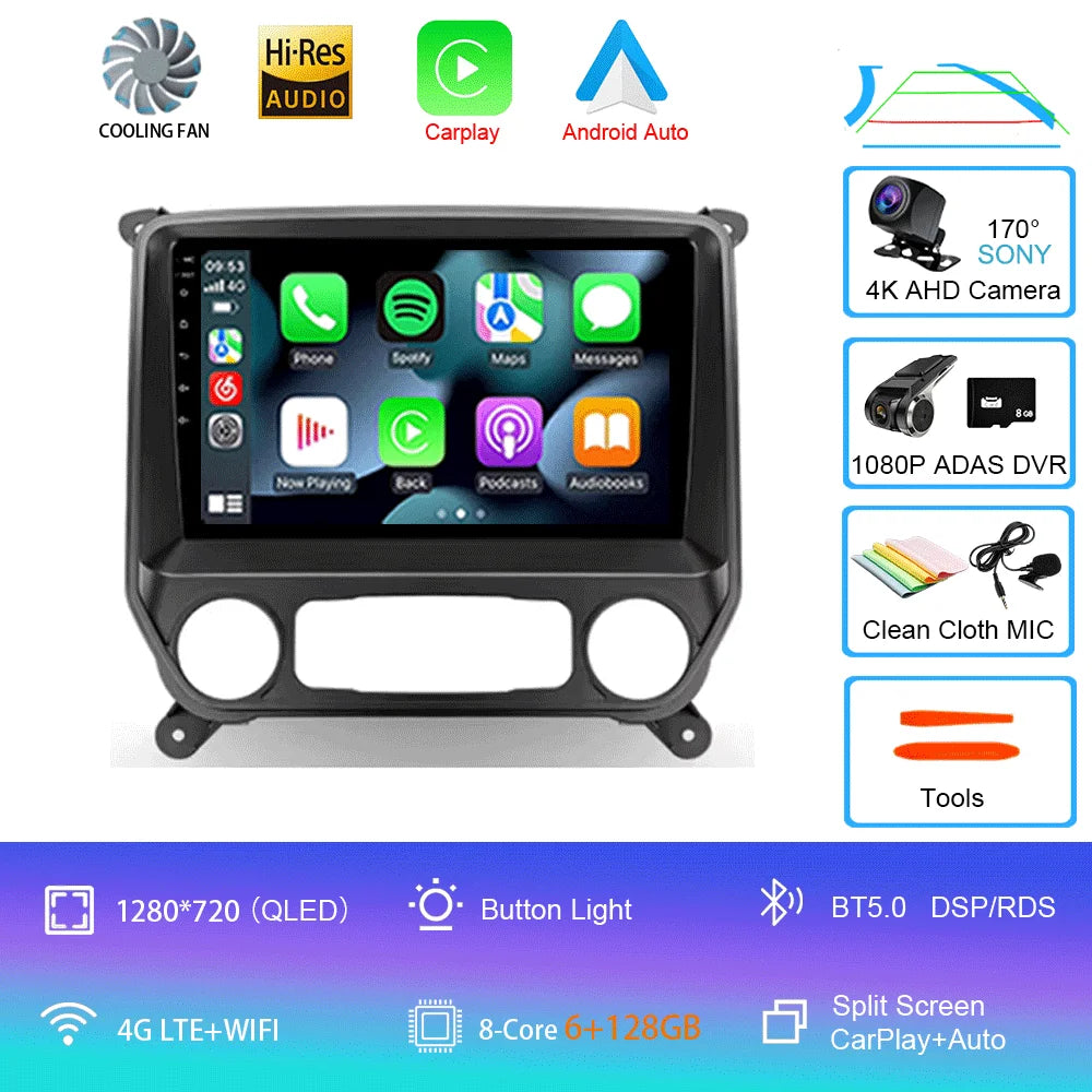 2K Android Car Stereo with CarPlay & Android Auto — Chevrolet Silverado (2014–2018)