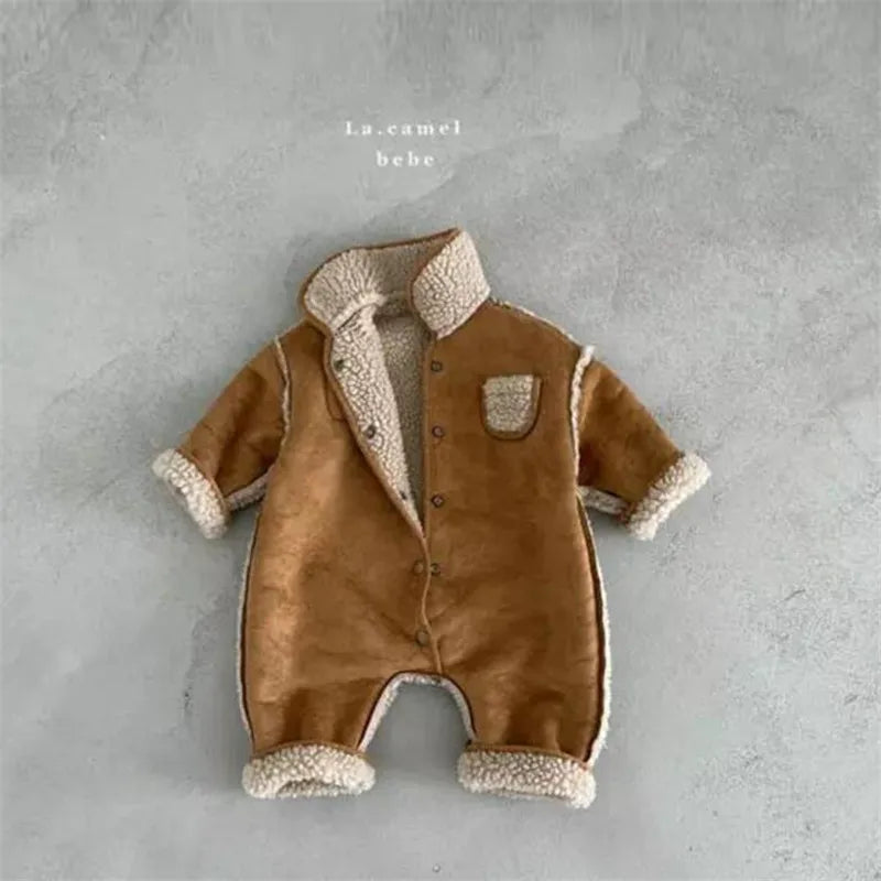 Baby Sherpa Romper - Double-Sided Thick Winter Jumpsuit
