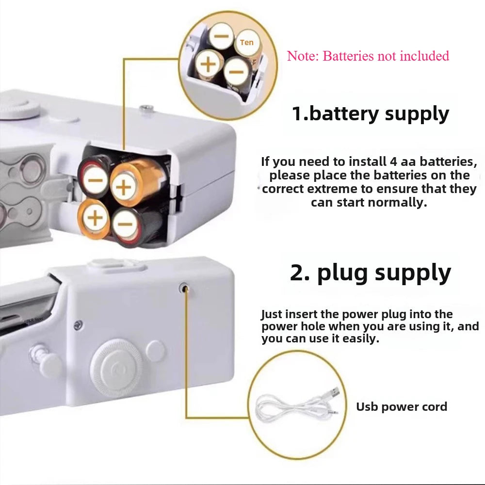 New Hand Sewing Machine Portable Sewing Machine Quick Handheld Sewing Tool Mini Electric Home DIY Apparel Supplies Arts Crafts