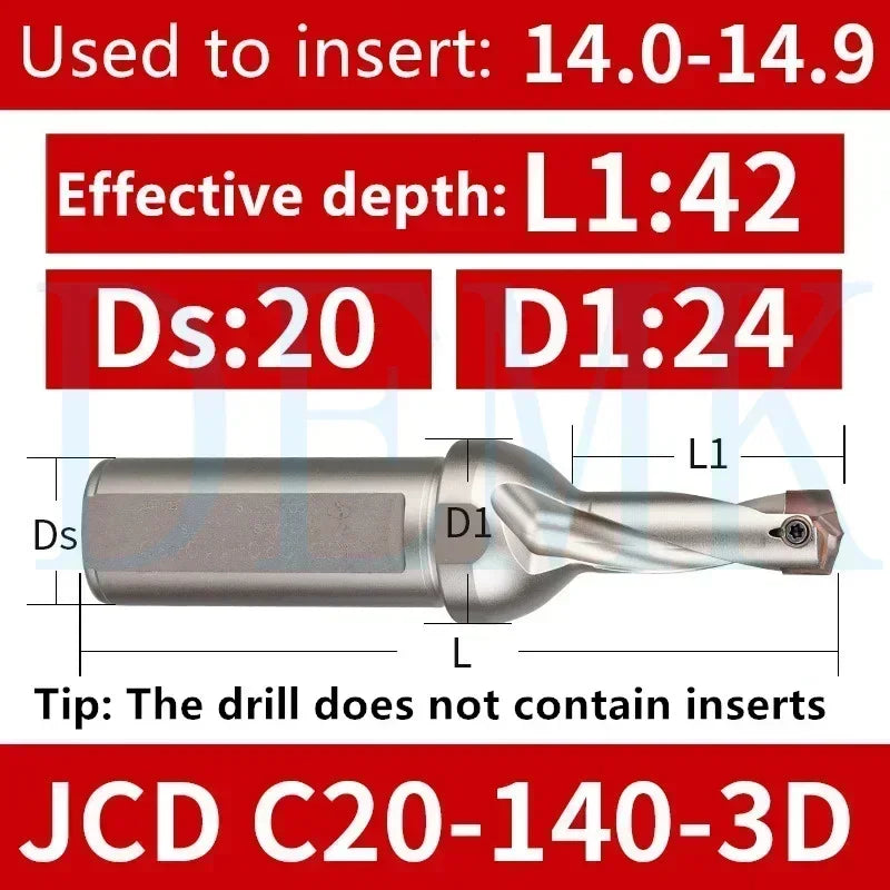 JCD Crown U-Drill Rod 10-25mm, Internal Cooling Indexable Drill