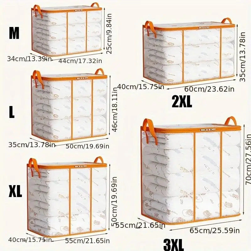 Plastic Transparent Clothes Blanket Quilt Organizer Storage Bag With Zipper Foldable Luggage Moving Packing Pouch