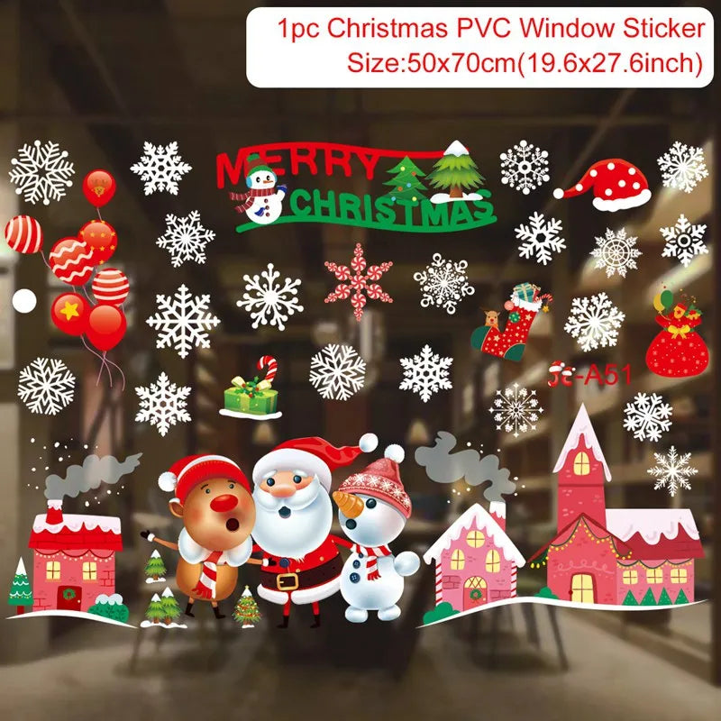 Christmas Wall Window Stickers Marry Christmas Decoration For Home 2026 Christmas Ornaments Xmas Navidad Gift New Year 2026