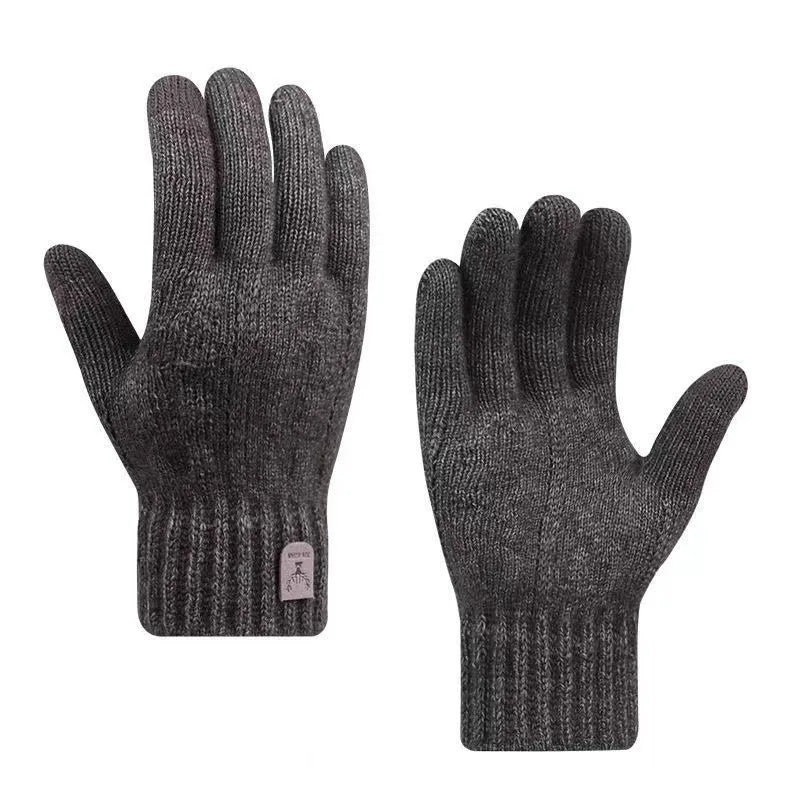 Men's Plush Lined Knit Gloves - Thick Winter Gloves
