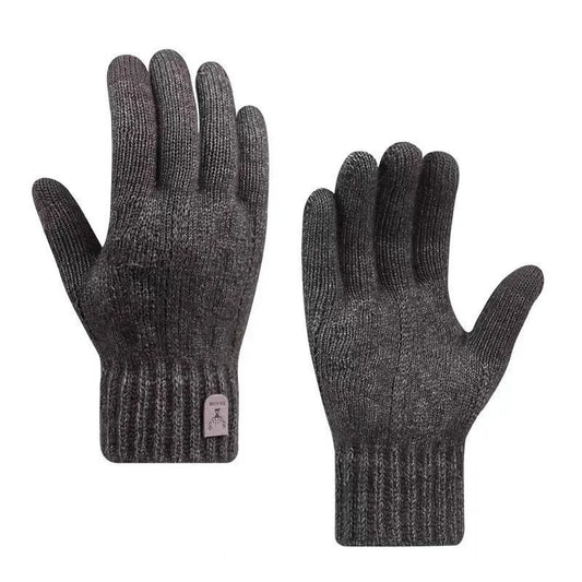 Men's Plush Lined Knit Gloves - Thick Winter Gloves