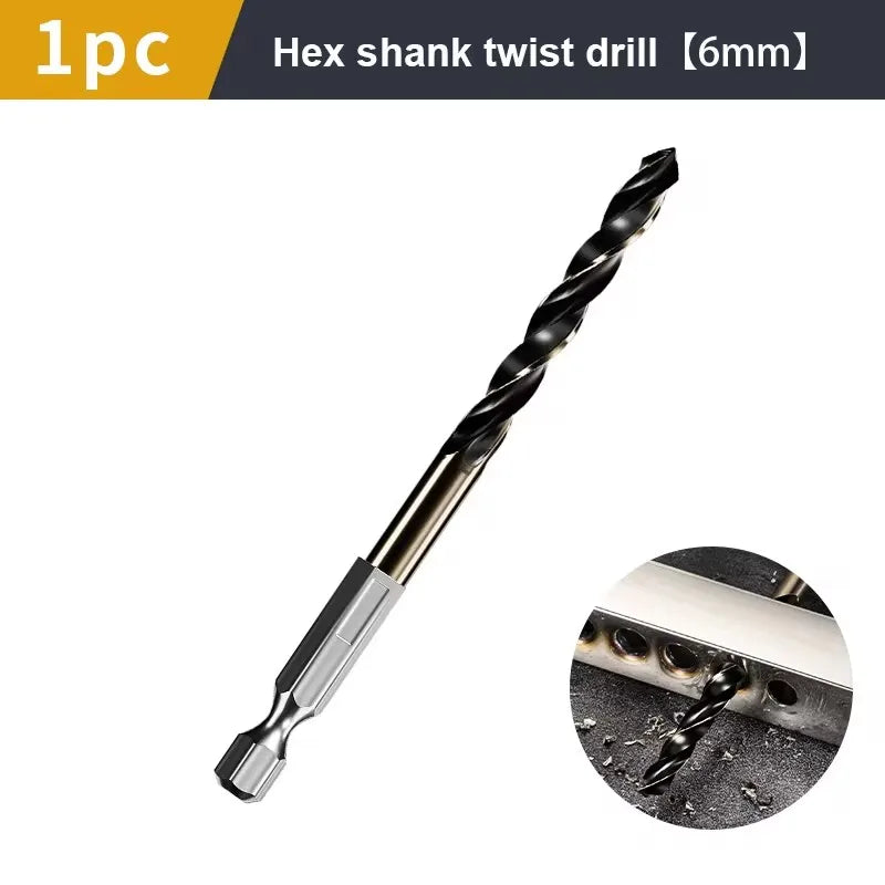 1.5-7.5mm Hex Shank Twist Drill Bit Wood Metal Hole Cutter Core Drilling Tool Cobalt Carbide Tip Flat Drill Bits HSS