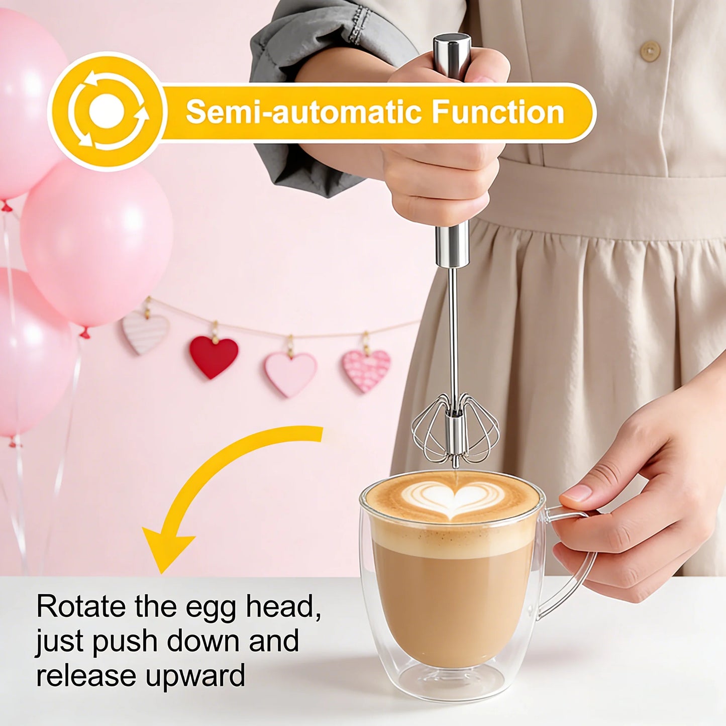 andheld Automatic Whisk, One Press Multi-Function Mixer for Eggs, Cream, Powder Drinks, Quick & Easy Kitchen Tool Valentine Gift
