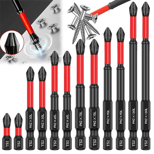 Magnetic Screwdriver Bit Set 12 Pc, S2 Steel Anti-Slip Impact