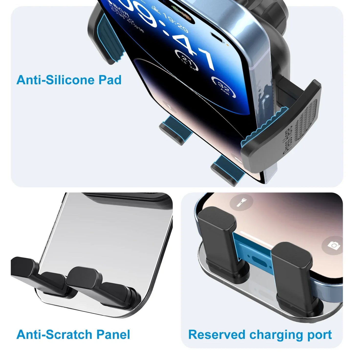 Car Cell Phone Holder Cellphone Mount for Dashboard Windshield Auto Dash Mobile iPhone Stand Support Clip Fit 4.7-7" Smartphone